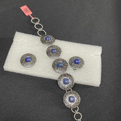 Lapis Stones Bracelet and Earrings