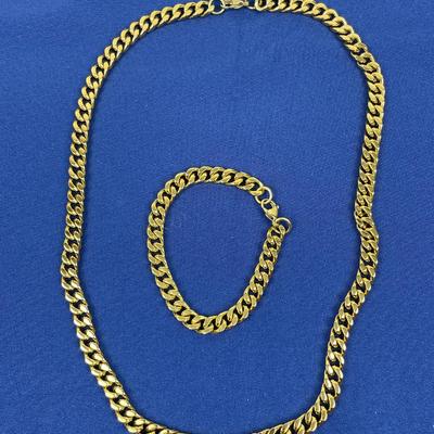 New Invicta Men’s Gold Stainless Steel Bracelet & Necklace Set