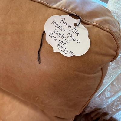 Lot 1: Plaid Chair, Leather Recliner, Art & More