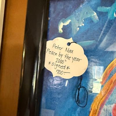 Lot 2: Peter Max Signed Art, Vintage record player & more art