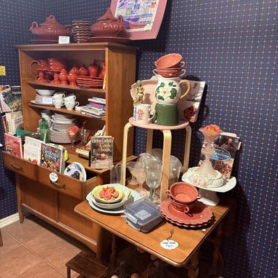 Lot 10: MCM Hutch, Furniture, Dishes & More