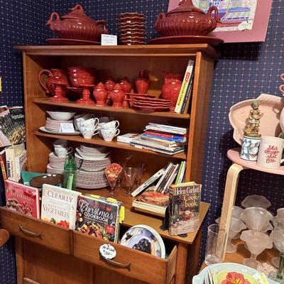 Lot 10: MCM Hutch, Furniture, Dishes & More