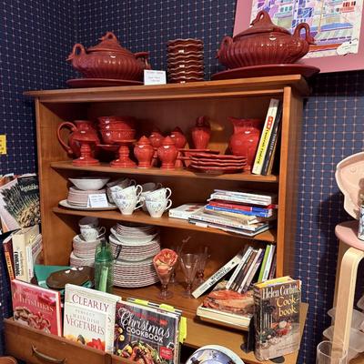 Lot 10: MCM Hutch, Furniture, Dishes & More