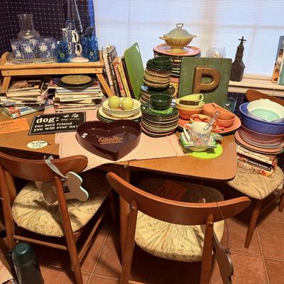 Lot 11: MCM Dining Table, Dishes, Furniture & More