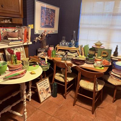 Lot 11: MCM Dining Table, Dishes, Furniture & More