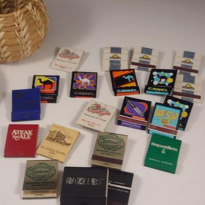 Hand Made Papago Indian Basket with Matchbook Collection