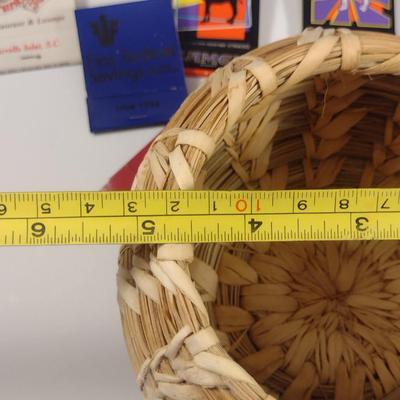 Hand Made Papago Indian Basket with Matchbook Collection