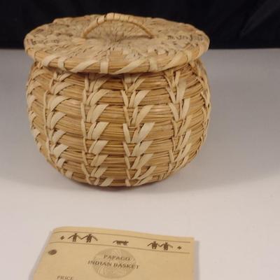 Hand Made Papago Indian Basket with Matchbook Collection