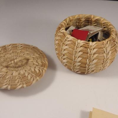 Hand Made Papago Indian Basket with Matchbook Collection