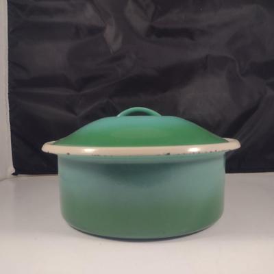 Vintage Enameled Metal Baking Dish with Lid