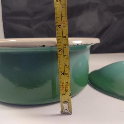 Vintage Enameled Metal Baking Dish with Lid