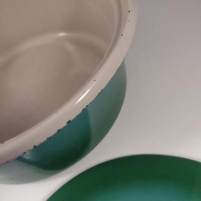 Vintage Enameled Metal Baking Dish with Lid