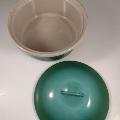 Vintage Enameled Metal Baking Dish with Lid