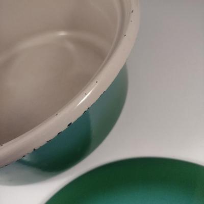 Vintage Enameled Metal Baking Dish with Lid