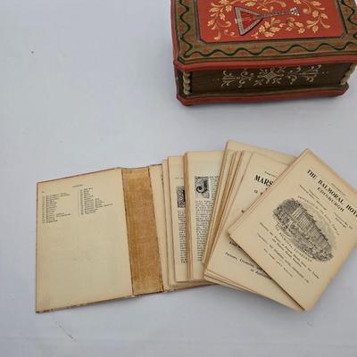 Antique book - The Scottish Clans and Their Tartans By W A K Johnston Ltd - with neat wooden musical trinket box