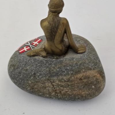 Copenhagen Lady Mermaid On a Rock Small Vintage Statue, Danish