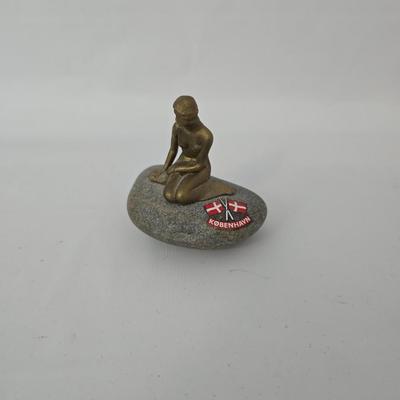 Copenhagen Lady Mermaid On a Rock Small Vintage Statue, Danish
