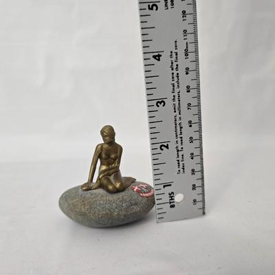 Copenhagen Lady Mermaid On a Rock Small Vintage Statue, Danish