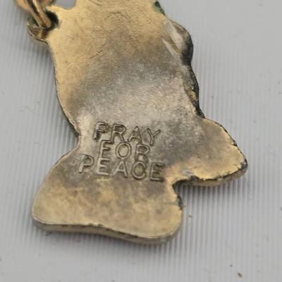 Enamel heart with cross and butterfly charm - Vintage praying hands necklace - and a genuine Australian Crystal Peridot Guardian angel pin