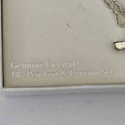 Beautiful silver toned cross necklaces - Genuine crystal 18" Pendant & Earing set