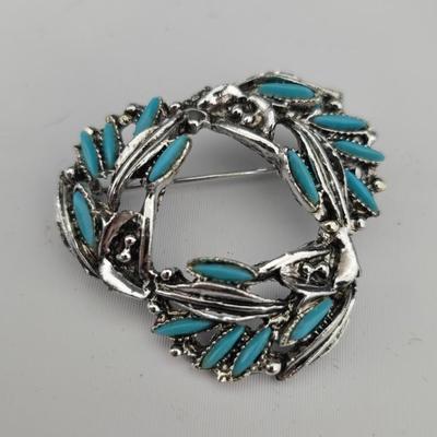 Two pairs of earrings - Vintage Boma .925 sterling silver - pair of .925 sterling marked silver hoops and a brooch pin