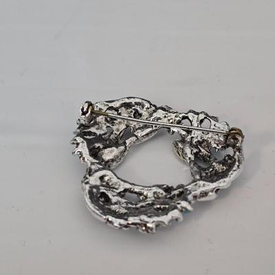 Two pairs of earrings - Vintage Boma .925 sterling silver - pair of .925 sterling marked silver hoops and a brooch pin