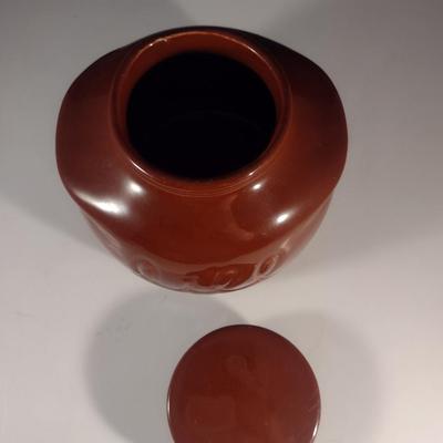 Glazed "It'll Do" Pottery Jar with Lid