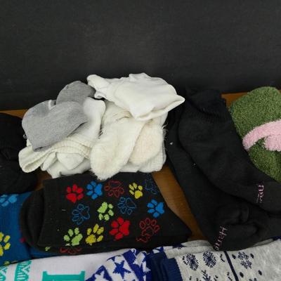 A whole lot of socks! Fuzzy - ankles - Designed - Nylons and others