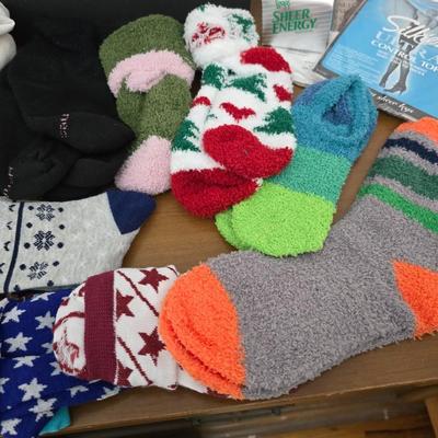 A whole lot of socks! Fuzzy - ankles - Designed - Nylons and others