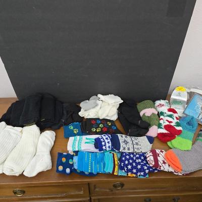 A whole lot of socks! Fuzzy - ankles - Designed - Nylons and others