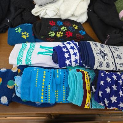 A whole lot of socks! Fuzzy - ankles - Designed - Nylons and others