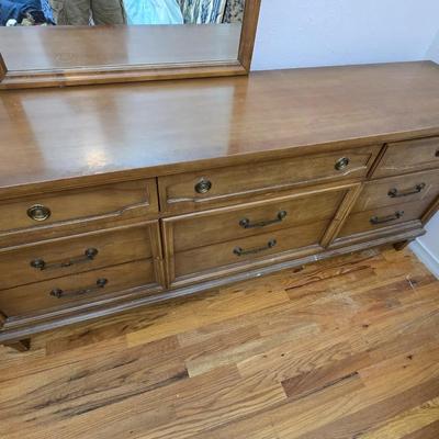 Nice vintage wooden 9 drawer dresser with Mirror