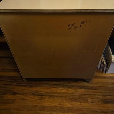 Vintage wooden 8 drawer dresser with design on two drawers