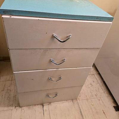 Vintage Four drawer metal kitchen cabinet with Formica top