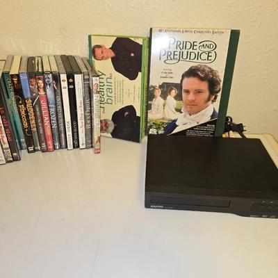 Sanyo DVD Player Model FWDP105F with remote and a collection of movies on DVD