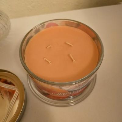 Halloween / Fall decor - pumpkin candles - fall leaves - skeleton - and more