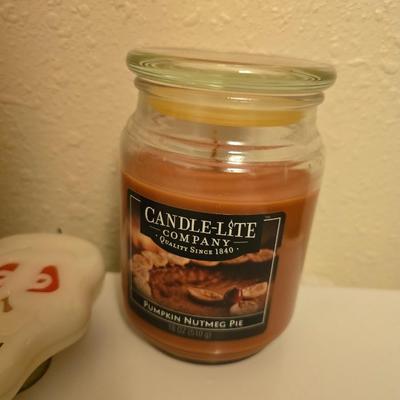 Halloween / Fall decor - pumpkin candles - fall leaves - skeleton - and more