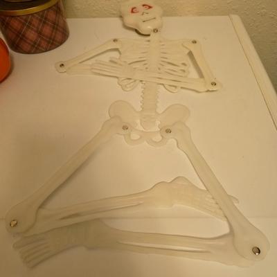 Halloween / Fall decor - pumpkin candles - fall leaves - skeleton - and more