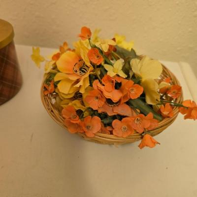 Halloween / Fall decor - pumpkin candles - fall leaves - skeleton - and more