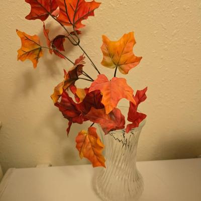 Halloween / Fall decor - pumpkin candles - fall leaves - skeleton - and more