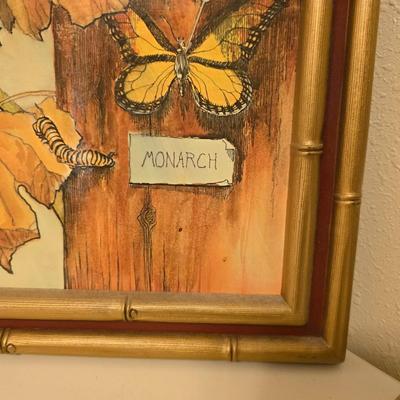 Framed Butterfly themed wall art "New Life" by Joni Eareckson "Splendor Nature 3" Tuner design and 3 butterfly coasters