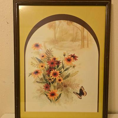 Framed Butterfly themed wall art "New Life" by Joni Eareckson "Splendor Nature 3" Tuner design and 3 butterfly coasters