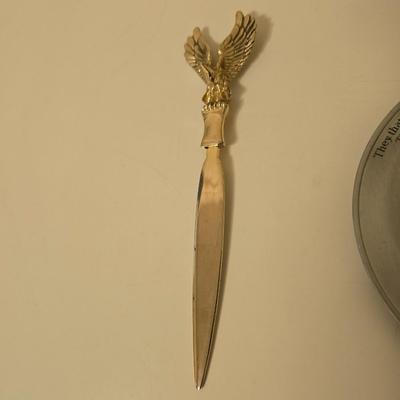 Eagle decor and man cave items Wooden trinket box - eagle bell - eagle letter opener - old watch - keychains - pocketknives and more