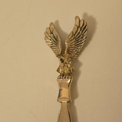 Eagle decor and man cave items Wooden trinket box - eagle bell - eagle letter opener - old watch - keychains - pocketknives and more