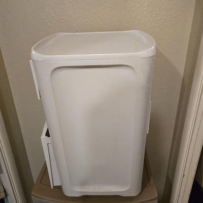 Two, three drawer plastic storage units