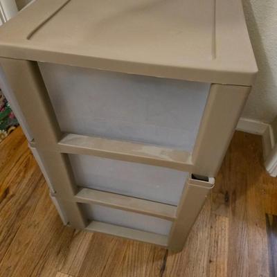 Two, three drawer plastic storage units
