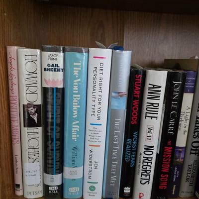 Large variety of hardback books - many great authors! 2 shelves of hardbacks!