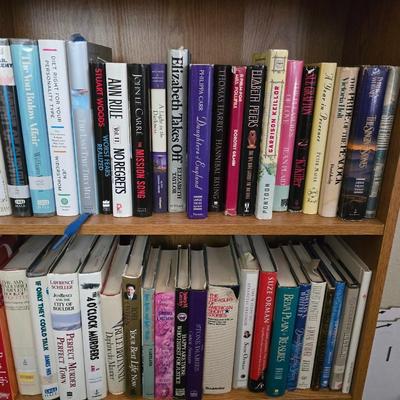Large variety of hardback books - many great authors! 2 shelves of hardbacks!