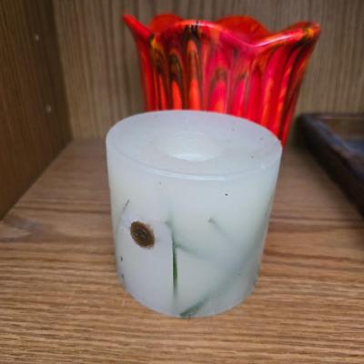 Home decor - MCM Drip glaze pottery - candle lantern - candle - and a wonderful art vase