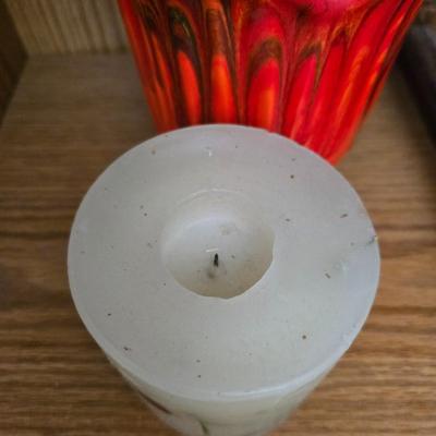 Home decor - MCM Drip glaze pottery - candle lantern - candle - and a wonderful art vase